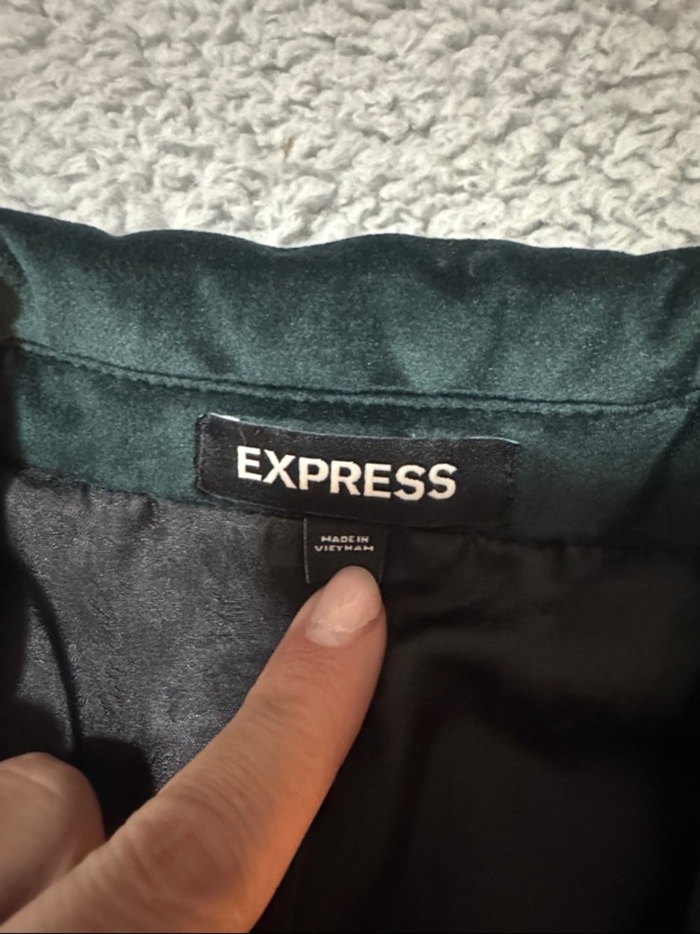 Express Men's Velvet Tuxedo Blazer - Dark Green with Black Satin Lapel - Picture 3 of 7
